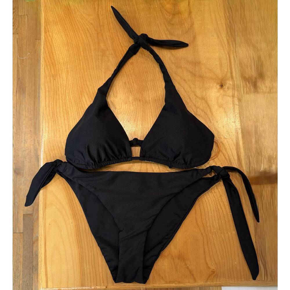 NEW SUNDEK women's halter bikini top in black
